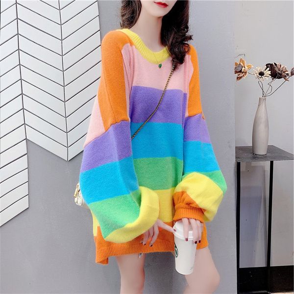 sweaters autumn loose korean style round neck pullover sweater women raiow stripe long sleeve top, White;black
sweaters autumn loose korean style round neck pullover sweater women raiow stripe long sleeve top, White;black