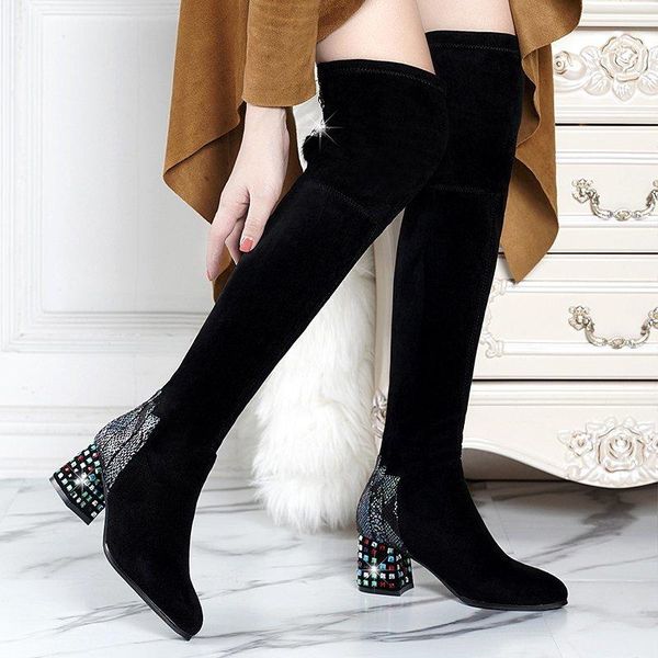 boots fashion over the knee long women winter rhinestone high heels for thick heel black stretch botas
boots fashion over the knee long women winter rhinestone high heels for thick heel black stretch botas
