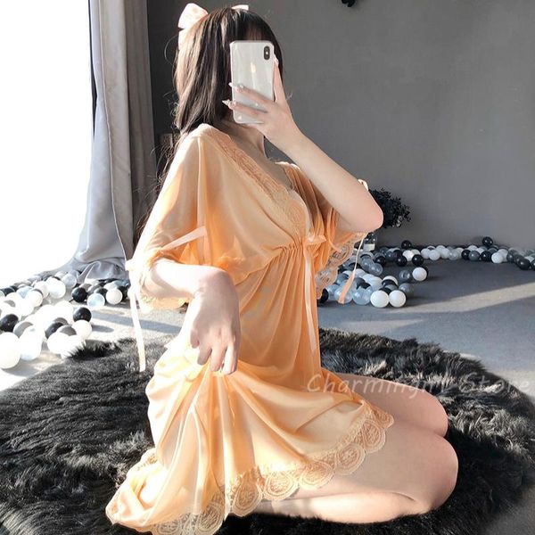 women's sleepwear mesh pajamas oversize erotic lingerie butterfly sling dress deep v transparent nightwear women casual home clothes, Black;red
women's sleepwear mesh pajamas oversize erotic lingerie butterfly sling dress deep v transparent nightwear women casual home clothes, Black;red