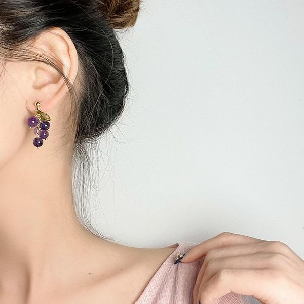 dangle & chandelier aomu vintage fruit purple crystal grape leaf earrings sweet reflective smooth irregular geometric ball drop for women, Silver
dangle & chandelier aomu vintage fruit purple crystal grape leaf earrings sweet reflective smooth irregular geometric ball drop for women, Silver