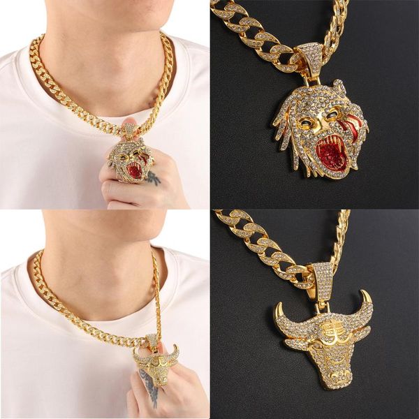 pendant necklaces gothic hip hop hipsters exaggerated personality fashion ins retro inlaid zircon bull head tiger men's necklace, Silver
pendant necklaces gothic hip hop hipsters exaggerated personality fashion ins retro inlaid zircon bull head tiger men's necklace, Silver