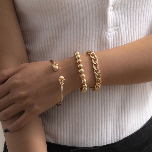 hip hop open skull beads chains bangle sets european retro multi layer gold bracelets for women punk halloween skeleton hand jewelry accesso, Black
hip hop open skull beads chains bangle sets european retro multi layer gold bracelets for women punk halloween skeleton hand jewelry accesso, Black