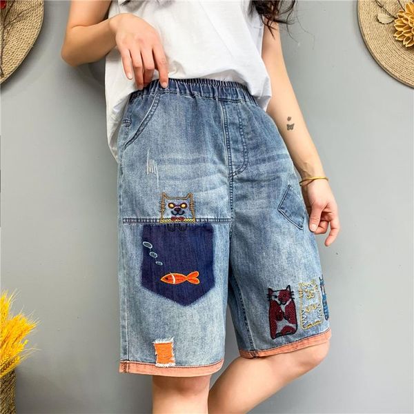 women's shorts women denim straight summer sweet cute patchwork cartoon cat embroidery hole scratch elastic waist loose light blue clot, White;black
women's shorts women denim straight summer sweet cute patchwork cartoon cat embroidery hole scratch elastic waist loose light blue clot, White;black