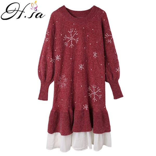 women long sweater dress patchwork ruffles knit s pullover jumpers snowflake loose 210430, Black;gray
women long sweater dress patchwork ruffles knit s pullover jumpers snowflake loose 210430, Black;gray