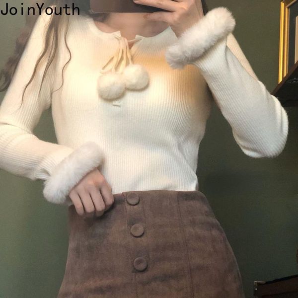 women's sweaters joinyouth autumn lace-up slim bottoming sweater women korean fashion cute hair ball knitted stretch fit jumper, White;black
women's sweaters joinyouth autumn lace-up slim bottoming sweater women korean fashion cute hair ball knitted stretch fit jumper, White;black