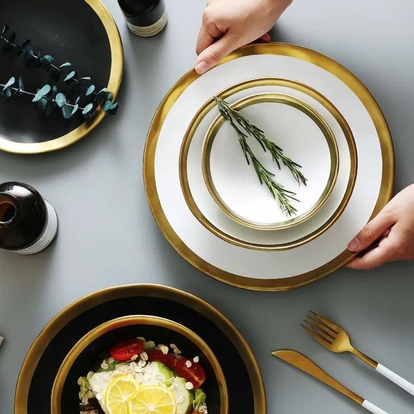 ceramic beef platter household breakfast plate simple and creative european vegetables with gold edge tableware bowls
ceramic beef platter household breakfast plate simple and creative european vegetables with gold edge tableware bowls