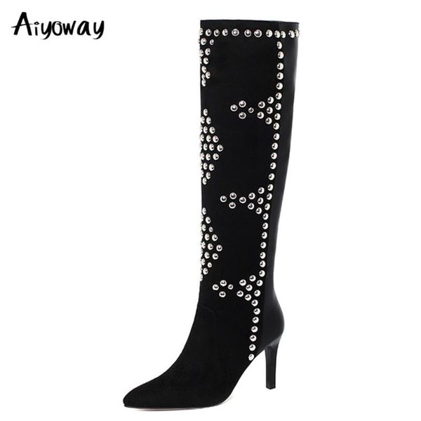 boots aiyoway luxury faux suede knee high fashion women pointed toe rivet studded thin heel prom party shoes black
boots aiyoway luxury faux suede knee high fashion women pointed toe rivet studded thin heel prom party shoes black