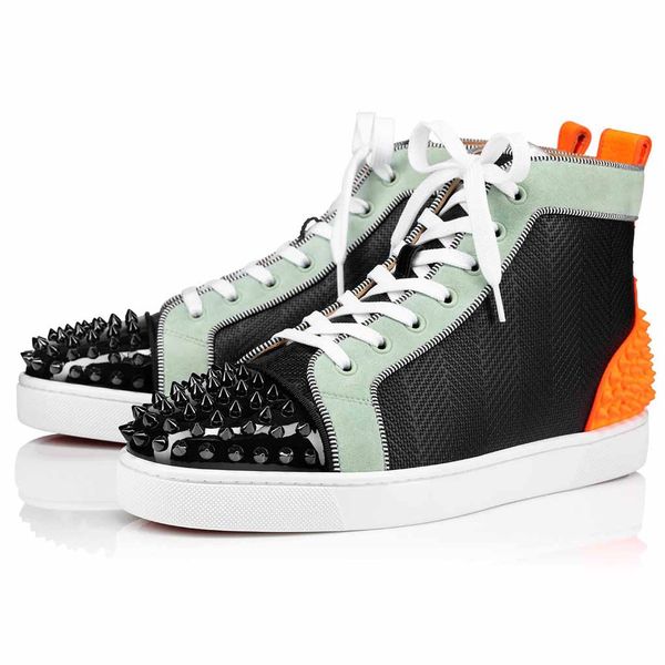men high casual shoes junior suede studded spikes red bottom sneakers silver spiked flat trainers genuine leather suede runner shoes, Black
men high casual shoes junior suede studded spikes red bottom sneakers silver spiked flat trainers genuine leather suede runner shoes, Black
