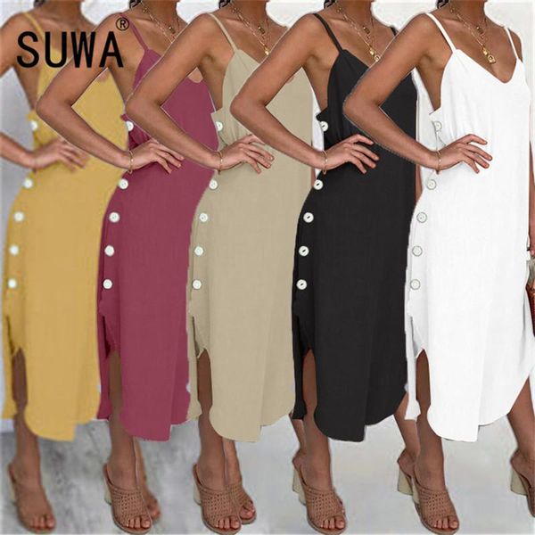 casual dresses european style summer solid midi dress straight beach woman split female vestidos, Black;gray
casual dresses european style summer solid midi dress straight beach woman split female vestidos, Black;gray