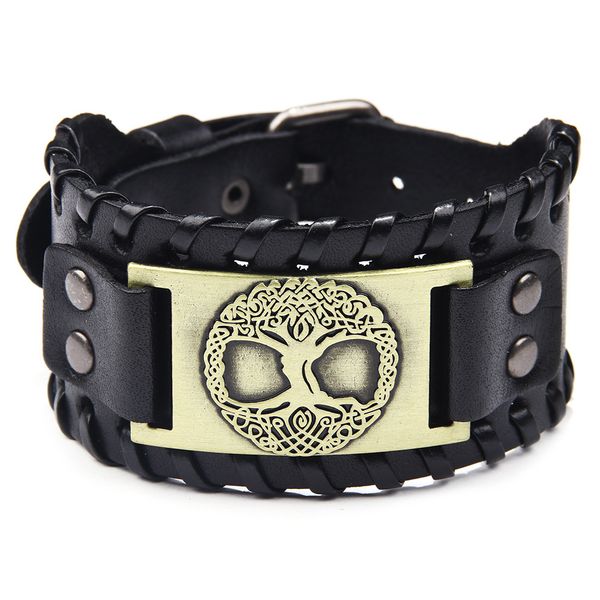 2021 new life tree alloy wide bracelet men's leather accessories punk popular yiwu commodities, Golden;silver
2021 new life tree alloy wide bracelet men's leather accessories punk popular yiwu commodities, Golden;silver