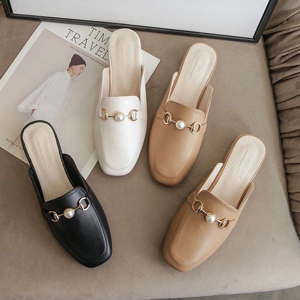slippers slip on mules for women black leather slides casual outside designer flats femme er118
slippers slip on mules for women black leather slides casual outside designer flats femme er118