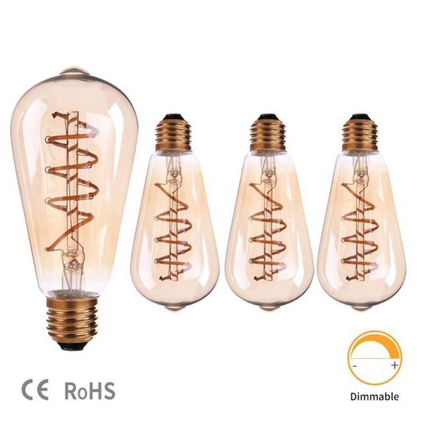 bulbs 5pcs amber st64 soft filament lamp 110-130v 220-240v e26 e27 dimmable 2200k bending flexible
bulbs 5pcs amber st64 soft filament lamp 110-130v 220-240v e26 e27 dimmable 2200k bending flexible