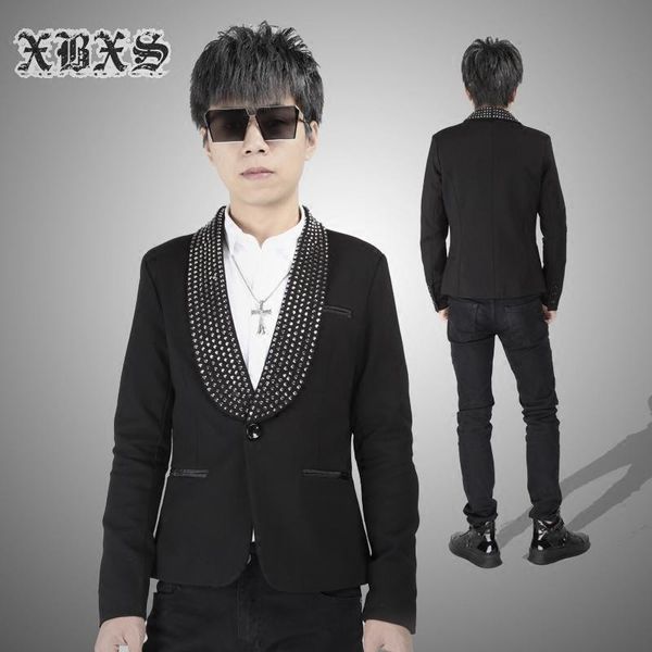 men's suits & blazers 2021 spring casual fashion personality handsome suit jacket slim drilling coat stage singer costumes, White;black
men's suits & blazers 2021 spring casual fashion personality handsome suit jacket slim drilling coat stage singer costumes, White;black
