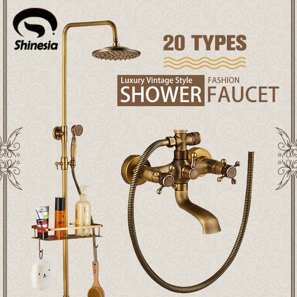 shinesia antique brass bathroom shower set faucet with commodity shelf hangers 8 rainfall head wall mounted bath mixer tap
shinesia antique brass bathroom shower set faucet with commodity shelf hangers 8 rainfall head wall mounted bath mixer tap