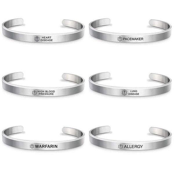 bangle bracelet condition alert id stainless steel cuff type 1/2 diabetes / pacemaker blood thinner (14 types), Black
bangle bracelet condition alert id stainless steel cuff type 1/2 diabetes / pacemaker blood thinner (14 types), Black