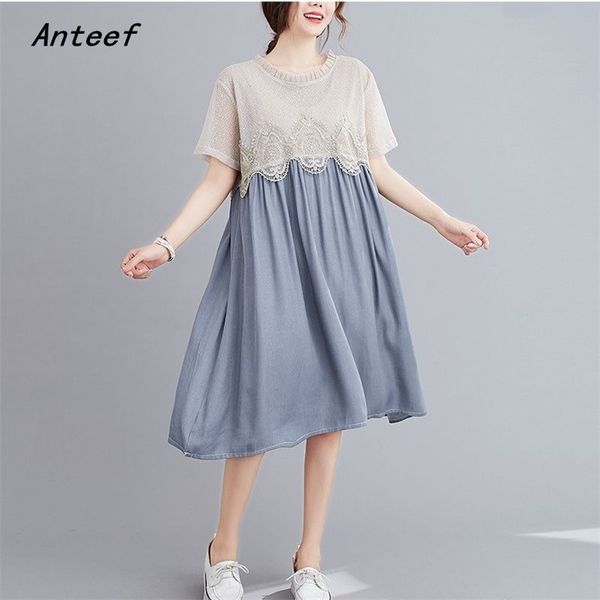 short sleeve plus size cotton lace vintage dresses for women casual loose midi woman summer dress elegant clothes sundress 210517, Black;gray
short sleeve plus size cotton lace vintage dresses for women casual loose midi woman summer dress elegant clothes sundress 210517, Black;gray
