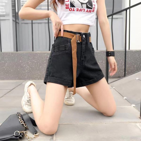 women's shorts denim summer 2021 new high waist a-line wide leg loose and thin pants, White;black
women's shorts denim summer 2021 new high waist a-line wide leg loose and thin pants, White;black
