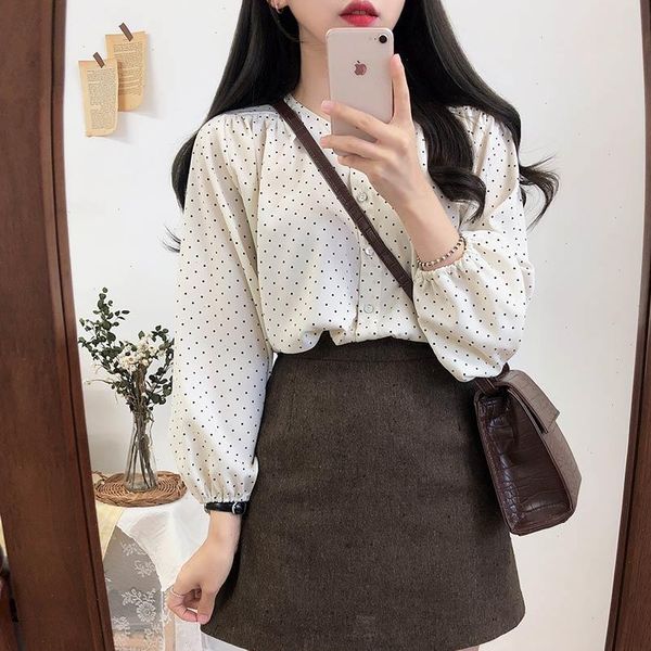 womens blouses s xl dot vintage shirt female oversize women long sleeve girls blouse plus size autumn femme blusas, White
womens blouses s xl dot vintage shirt female oversize women long sleeve girls blouse plus size autumn femme blusas, White