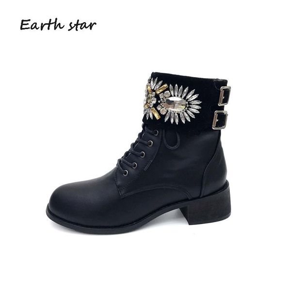 boots autumn shoes women fashion crystals thick bottom chunky heel cross-tied rhinestones female botas mujer, Black
boots autumn shoes women fashion crystals thick bottom chunky heel cross-tied rhinestones female botas mujer, Black