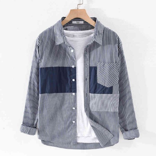 men's t-shirts designer brand long-sleeved stripe cotton patchwork trendy shirts for men casual comfortable shirt mens overhemd uov6, White;black
men's t-shirts designer brand long-sleeved stripe cotton patchwork trendy shirts for men casual comfortable shirt mens overhemd uov6, White;black
