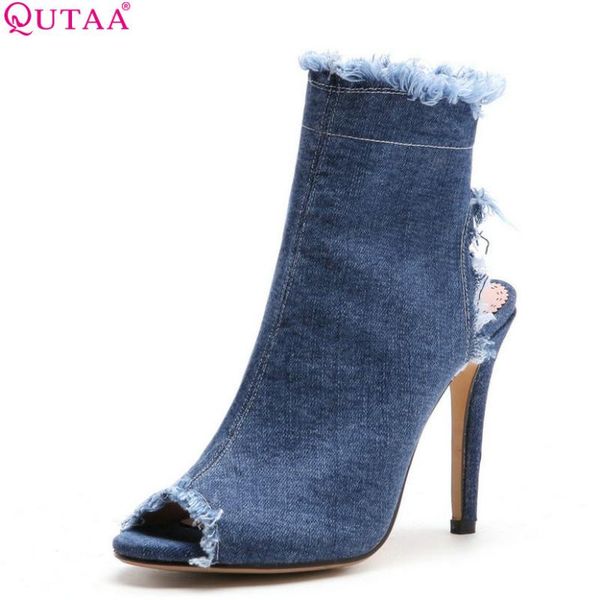 dress shoes qutaa 2021 women sandals thin high heel peep toe denim all match out door quality size 34-43, Black
dress shoes qutaa 2021 women sandals thin high heel peep toe denim all match out door quality size 34-43, Black
