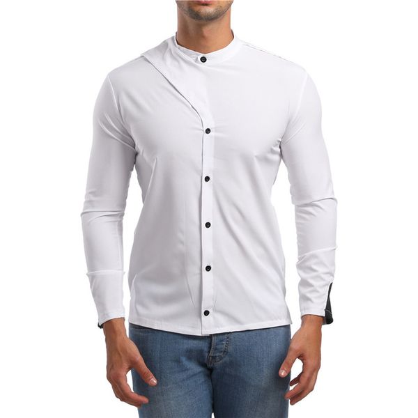 boutique fashion shirt autumn men's wear slim personality tailoring scarf small collar, White;black
boutique fashion shirt autumn men's wear slim personality tailoring scarf small collar, White;black
