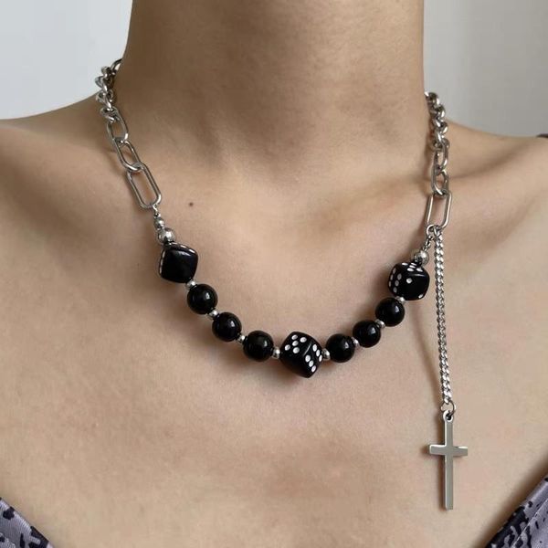 pendant necklaces cross tassel titanium steel choker sweet cool black squares clavicle chain women gift, Silver
pendant necklaces cross tassel titanium steel choker sweet cool black squares clavicle chain women gift, Silver