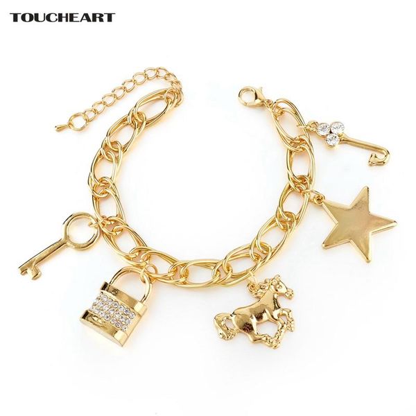 charm bracelets toucheart gold love satr key horse & bangles for women jewelry crystal gift stainless steel bracelet sbr160339, Golden;silver
charm bracelets toucheart gold love satr key horse & bangles for women jewelry crystal gift stainless steel bracelet sbr160339, Golden;silver
