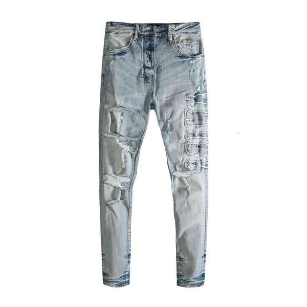 brand tide new washing am water big hole beggar make old slim jeans men's high street, Blue
brand tide new washing am water big hole beggar make old slim jeans men's high street, Blue