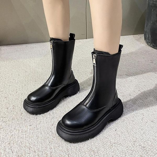 boots 2021 winter women's platform mid-calf woman zipper punk chunky heels ladies solid retro shoes female casual footwear, Black
boots 2021 winter women's platform mid-calf woman zipper punk chunky heels ladies solid retro shoes female casual footwear, Black