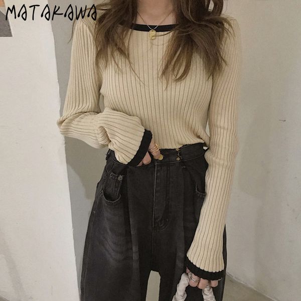 matakawa spring short o-neck women sweaters long-sleeved sweater women korean knitted pullovers 210513, White;black
matakawa spring short o-neck women sweaters long-sleeved sweater women korean knitted pullovers 210513, White;black