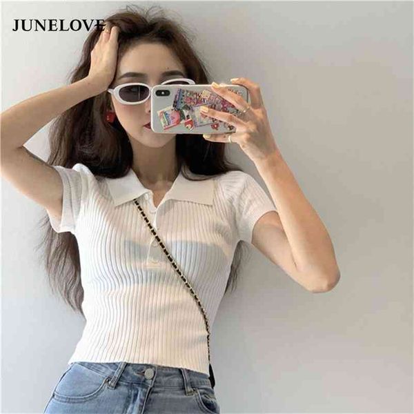 women crop short sleeve turn-down collar knitted t-shirts office lady solid single brested skinny 210519, White
women crop short sleeve turn-down collar knitted t-shirts office lady solid single brested skinny 210519, White