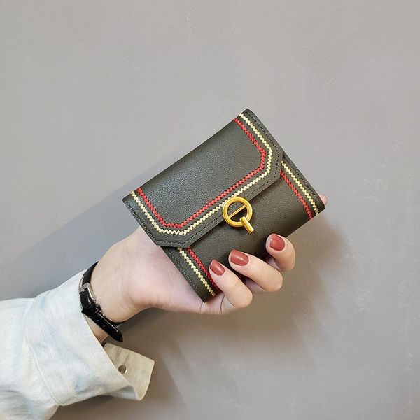 european style simple wallet for women metal decoration short purses trendy thin small trifold 2021 female purse wallets, Red;black
european style simple wallet for women metal decoration short purses trendy thin small trifold 2021 female purse wallets, Red;black