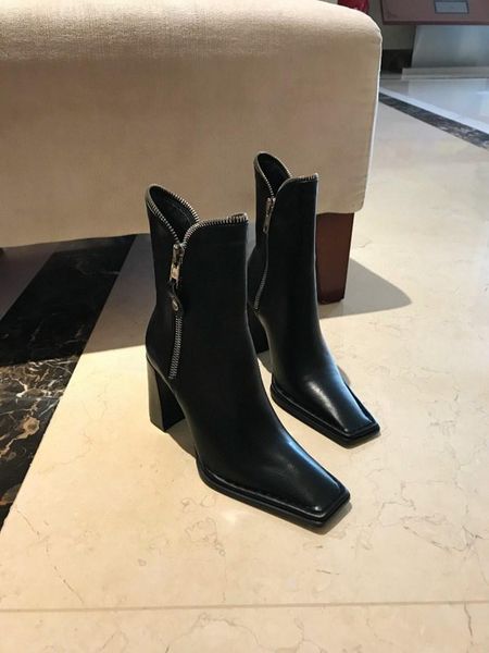 boots high heels woman squre toe luxury designer solid genuine leather ladies shoes fashion zip female, Black
boots high heels woman squre toe luxury designer solid genuine leather ladies shoes fashion zip female, Black