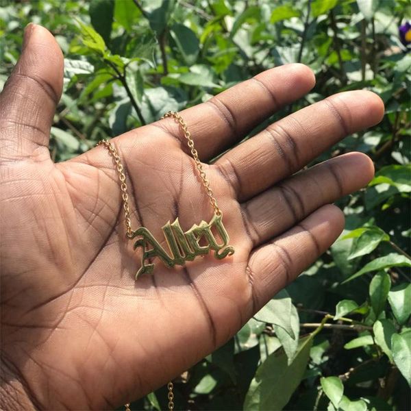 pendant necklaces personalized name necklace customized nameplate custom stainless steel old english style jewelry gifts, Silver
pendant necklaces personalized name necklace customized nameplate custom stainless steel old english style jewelry gifts, Silver