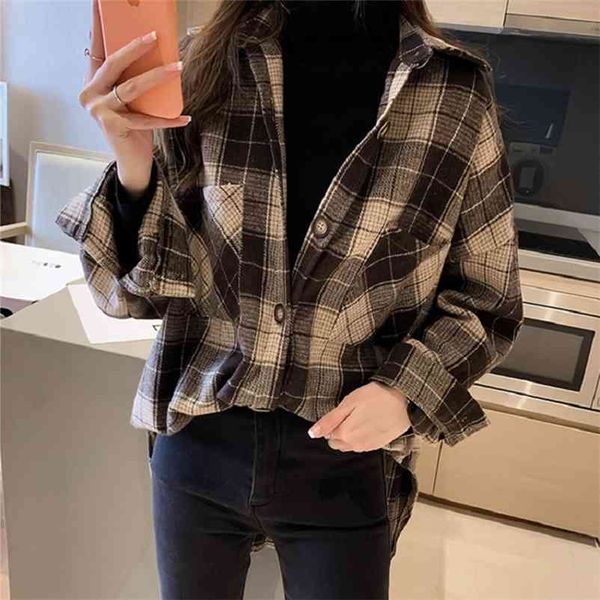 ladies oversized plaid shirt chic checked long sleeve casual print blouse shirt women loose shirts female blusas plus size 210401, White
ladies oversized plaid shirt chic checked long sleeve casual print blouse shirt women loose shirts female blusas plus size 210401, White