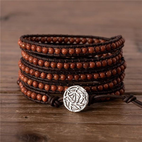 vintage 4mm gold sand beaded wrap bracelet boho 5 wraps women bohemian leather jewelry family gifts dropship tennis, Golden;silver
vintage 4mm gold sand beaded wrap bracelet boho 5 wraps women bohemian leather jewelry family gifts dropship tennis, Golden;silver