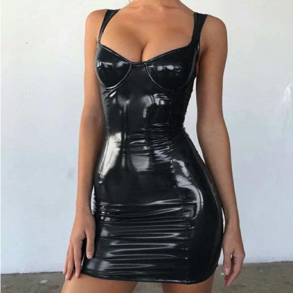 hirigin women latex faux leather bodycon mini dress 2021 summer sleeveless strap club vestido casual dresses, Black;gray
hirigin women latex faux leather bodycon mini dress 2021 summer sleeveless strap club vestido casual dresses, Black;gray