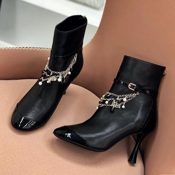 boots knight female autumn/winter 2021 stiletto heels fashion chain leather pointed small ankle 40 size, Black
boots knight female autumn/winter 2021 stiletto heels fashion chain leather pointed small ankle 40 size, Black