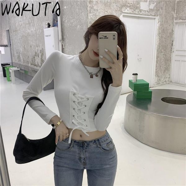 women's t-shirt wakuta crossing bandage women elegant skinny white black long sleeve cropped t shirts female casual street chic 2021 s
women's t-shirt wakuta crossing bandage women elegant skinny white black long sleeve cropped t shirts female casual street chic 2021 s