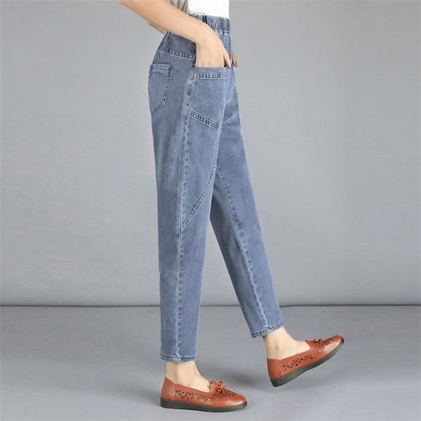 loose elastic high waist patchwork harem jeans women plus size 4xl casual denim ankle-length pants vintage mom trousers female, Blue
loose elastic high waist patchwork harem jeans women plus size 4xl casual denim ankle-length pants vintage mom trousers female, Blue