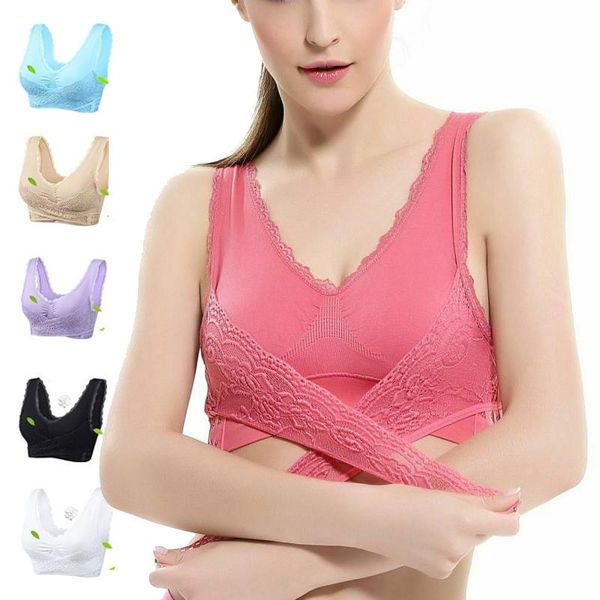 bras 2021 arrival women sports lace bra breathable seamless magic wireless lift-bra front cross side buckle size, Red;black
bras 2021 arrival women sports lace bra breathable seamless magic wireless lift-bra front cross side buckle size, Red;black