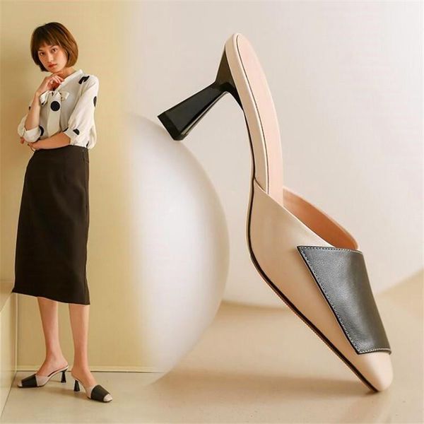 slippers summer color matching small square toe stiletto ladies sandals black beige leather fairy style
slippers summer color matching small square toe stiletto ladies sandals black beige leather fairy style