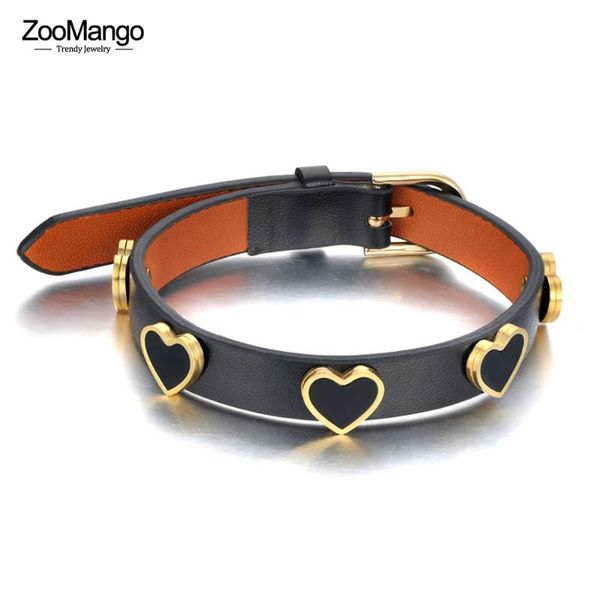 charm bracelets zoomango trendy 18k gold stainless steel acrylic heart for women girls black white leather jewelry zb21018, Golden;silver
charm bracelets zoomango trendy 18k gold stainless steel acrylic heart for women girls black white leather jewelry zb21018, Golden;silver