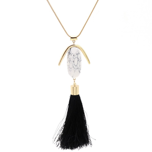 pendant necklaces ethnic style light yellow gold color alloy oval shape white howlite stone link chain necklace with tassels jewelry, Silver
pendant necklaces ethnic style light yellow gold color alloy oval shape white howlite stone link chain necklace with tassels jewelry, Silver
