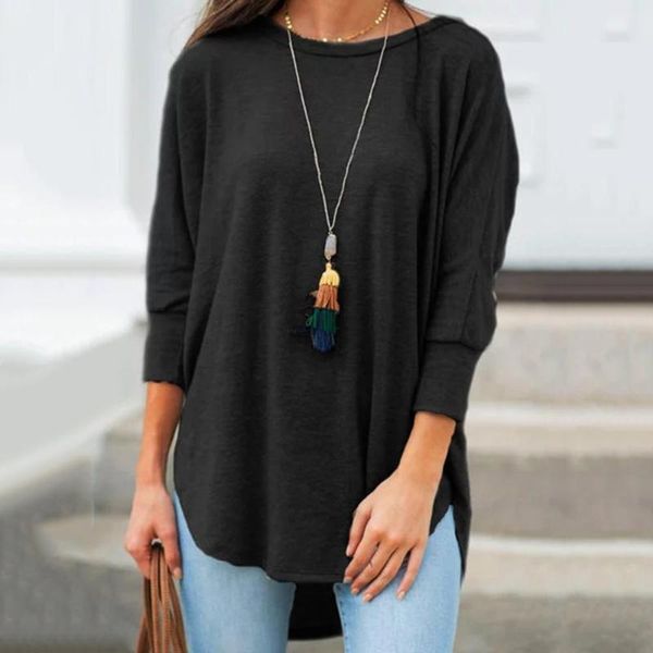 women's t-shirt women casual solid color 3/4 sleeve o neck irregular hem plus size loose & tees, White
women's t-shirt women casual solid color 3/4 sleeve o neck irregular hem plus size loose & tees, White