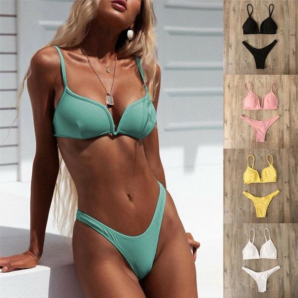 solid women bikini set womens swimwear summer padded swimming clothes holiday sport push up plunge v bra thong 2pcs, White;black
solid women bikini set womens swimwear summer padded swimming clothes holiday sport push up plunge v bra thong 2pcs, White;black
