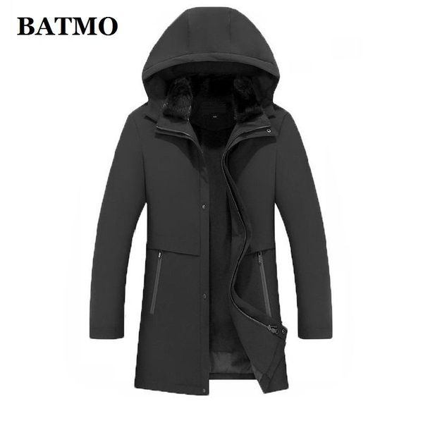 men's leather & faux batmo 2021 winter natural fur collar&mink liner hooded jacket men,winter warm parkas men plus-size m-4xl pdd24, Black