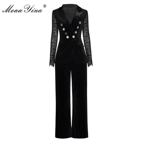fashion set autumn women lace long sleeve double breasted suit +double bell-bottoms velvet two-piece set 210524, White
fashion set autumn women lace long sleeve double breasted suit +double bell-bottoms velvet two-piece set 210524, White