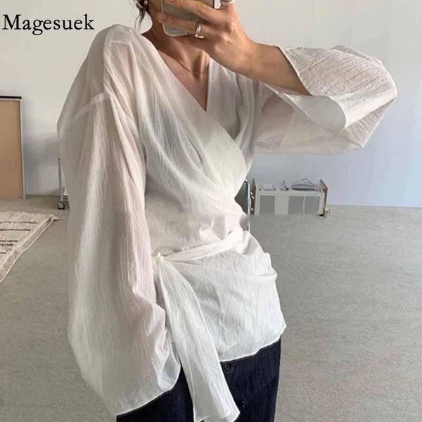 women slim sashes tie solid see through blouse vintage korea breathable v-neck long sleeve self-regulating shirt blusas 11675 women's b, White
women slim sashes tie solid see through blouse vintage korea breathable v-neck long sleeve self-regulating shirt blusas 11675 women's b, White
